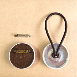 あじさいリ―スの刺繍くるみボタン(選べるブロ―チorヘアゴム) 2枚目の画像