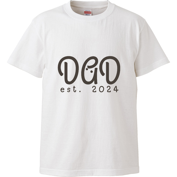 【DAD est. 2025〜1980】パパ • おとうさんのTシャツ　ホワイト　qasr el asulオリジナル 3枚目の画像