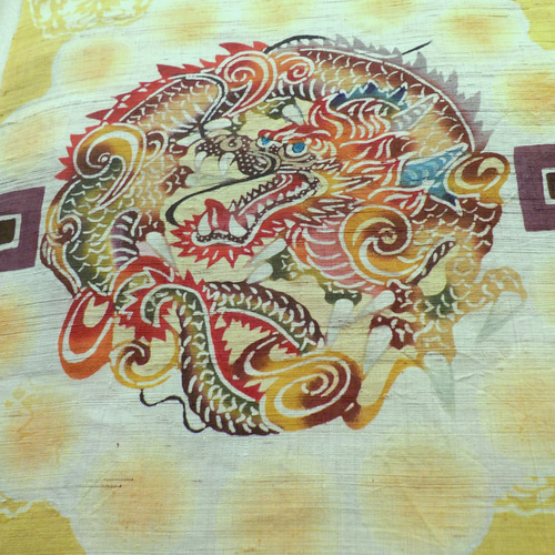 びんがた麻地タペストリー『七つの琉球龍』 タペストリー・壁掛け