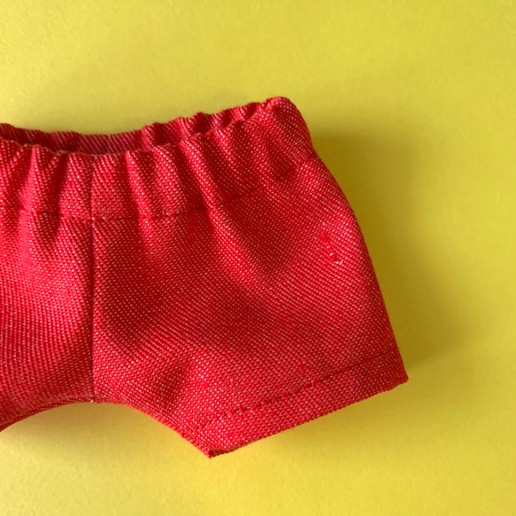 15cmぬいぐるみ用　デニムパンツ(赤) 2枚目の画像