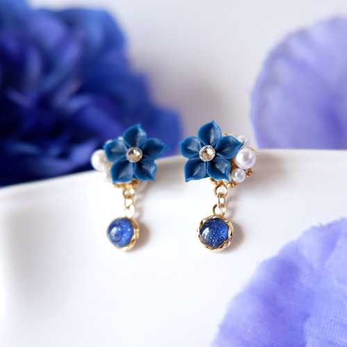 売り切れ】夜明けの空と小さなスピアーのイヤリング ハンドメイド