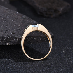 ユニークな 3 月の誕生石天然アクアマリン婚約指輪モアッサナイトブルー宝石ブライダルリングメンズリング 5枚目の画像