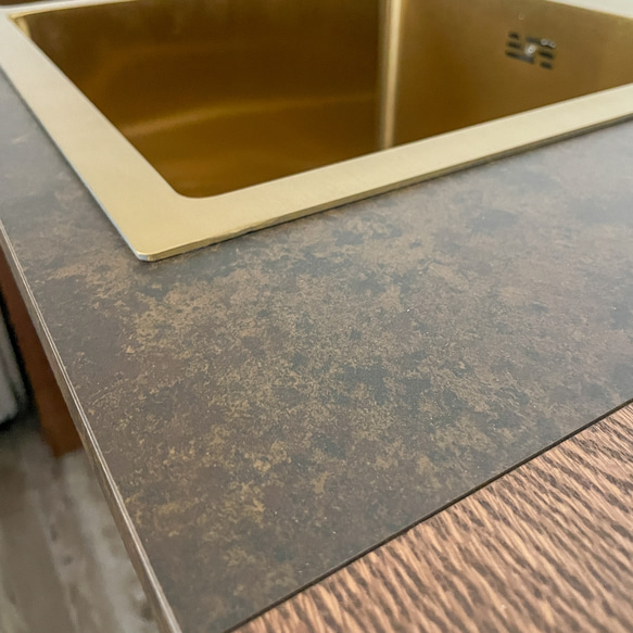 店舗向けおしゃれな洗面化粧台 輸入住宅向けかわいい洗面台 オーダーメイド家具 人工大理石フィオレストーン KOHLER 