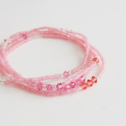 ピンク KABURU 留め具のない かぶるタイプのガラスビーズネックレス 8枚目の画像
