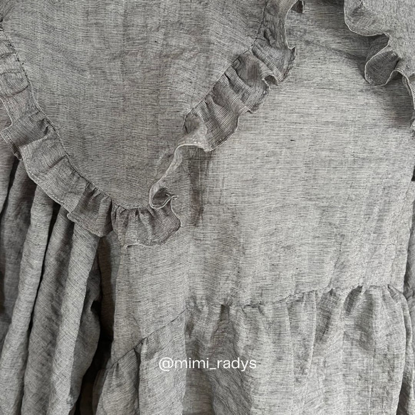 Furifuri シンプル / ゆったり大人フェミニン襟付きブラウス / BKストライプ / 播州織 2枚目の画像