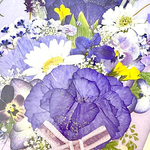 世界で唯一の青いカーネーション ムーンダストの押し花アート額