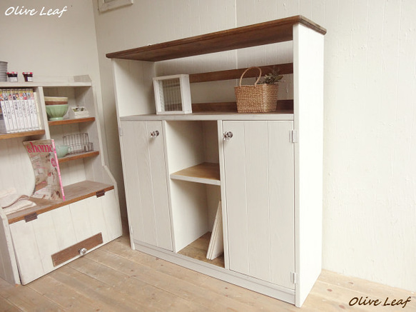 サイズ、デザインオーダー可！○段差キャビネット○シャビーホワイト