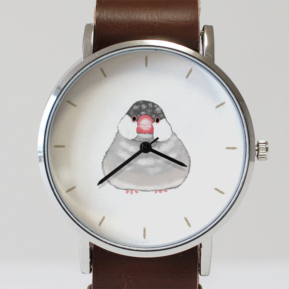 文鳥（桜）ごま塩の腕時計 2枚目の画像