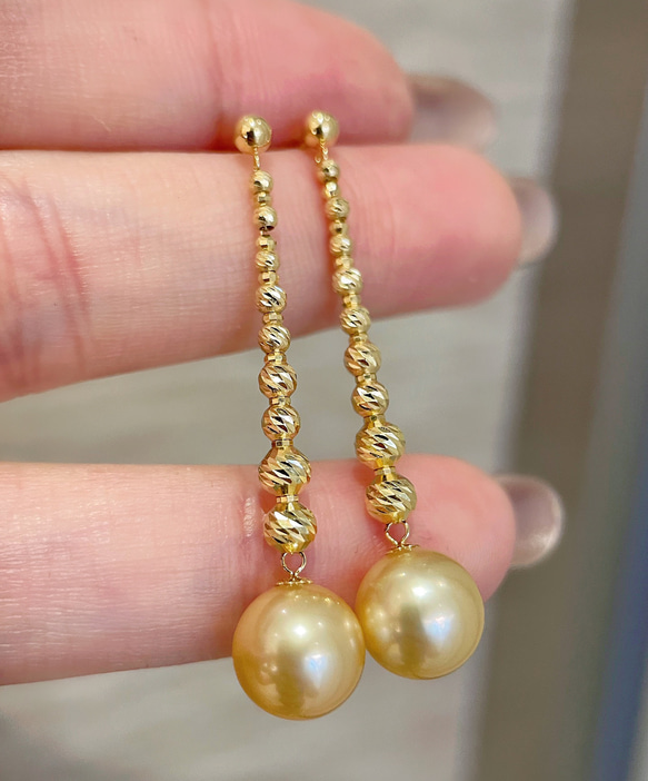 南洋真珠 18K ゴールドパール ピアス 10㎜ 高級】南洋真珠 ピアス9-10mm k18 ピアス（スタッド・一粒