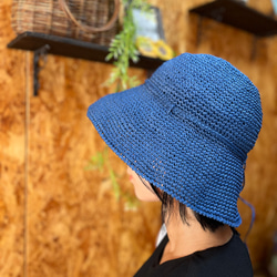 夏のシンプルな麦わら帽子　あおいろのキャプリーヌ　 6枚目の画像