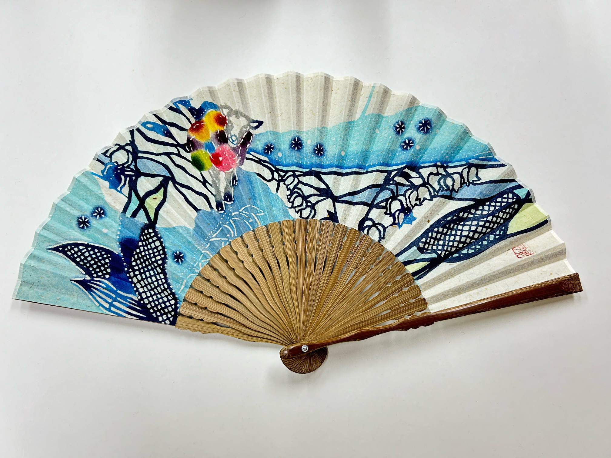 びんがた扇子『暁のすずらん、海のひつじ』ケース・箱 set