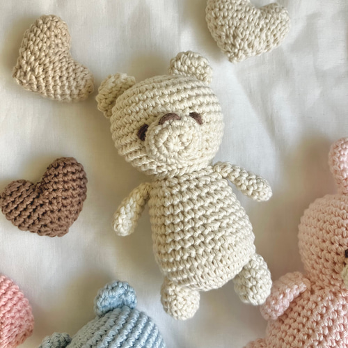 ふわふわ コットン くま うさぎ ぬいぐるみ あみぐるみ 出産祝い 月齢