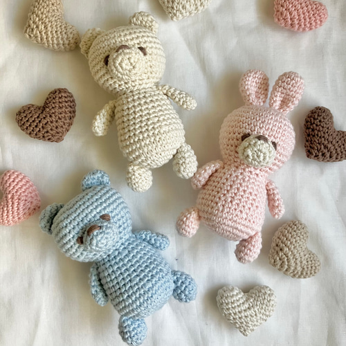 ふわふわ コットン くま うさぎ ぬいぐるみ あみぐるみ 出産祝い 月齢