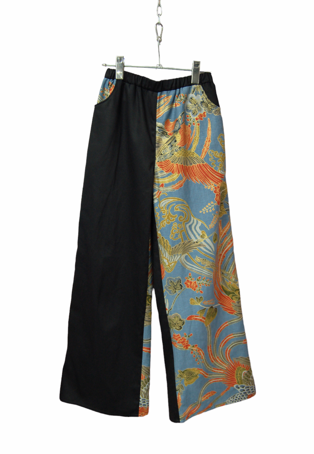 鳳凰×ブラックミックス　ワイドパンツ:水色