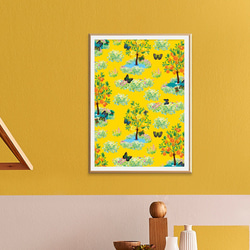 《シノワズリ(フルーツ)Yellow》インテリアポスター A4(A3へ変更可能) 3枚目の画像