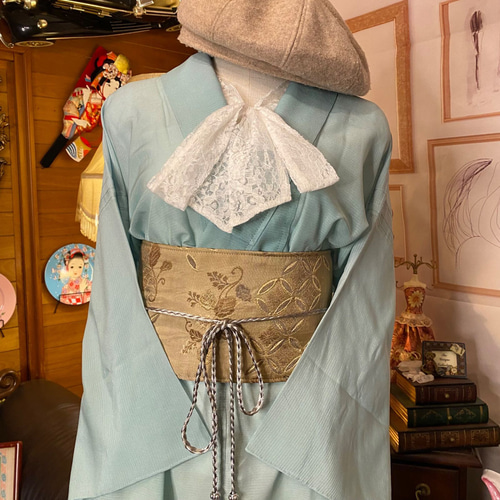 和洋折衷 夏着物リメイク ワンピース ドレス名古屋 帯サッシュ