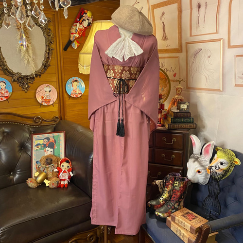 和洋折衷 夏着物リメイク ワンピース ドレス名古屋 帯サッシュ