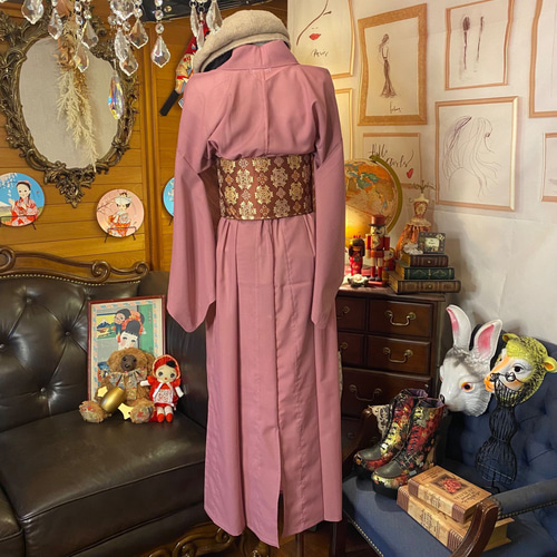 着物リメイク　ワンピースドレス 和洋折衷 夏着物リメイク ワンピース ドレス名古屋 帯サッシュ