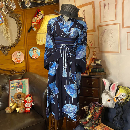 和洋折衷 浴衣 リメイク ワンピース ドレス 帯サッシュベルト