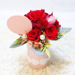 小さなギフトアレンジメント【ミニローズ】　プリザーブドフラワー　プレゼント　赤色バラ　可愛い 7枚目の画像
