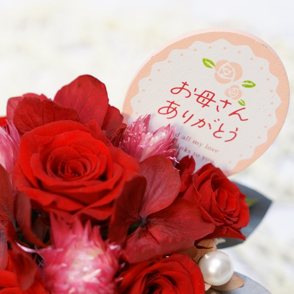 小さなギフトアレンジメント【ミニローズ】　プリザーブドフラワー　プレゼント　赤色バラ　可愛い 3枚目の画像
