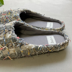 no.99/洗えるルームシューズ/ファンシーツイード/グレー/ラメ糸/スリッパ/帆布/ギフト/春 5枚目の画像