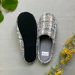 no.99/洗えるルームシューズ/ファンシーツイード/グレー/ラメ糸/スリッパ/帆布/ギフト/春 7枚目の画像