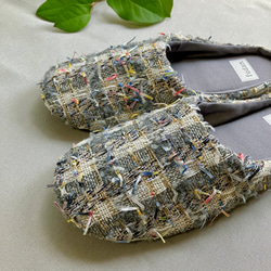 no.99/洗えるルームシューズ/ファンシーツイード/グレー/ラメ糸/スリッパ/帆布/ギフト/春 3枚目の画像