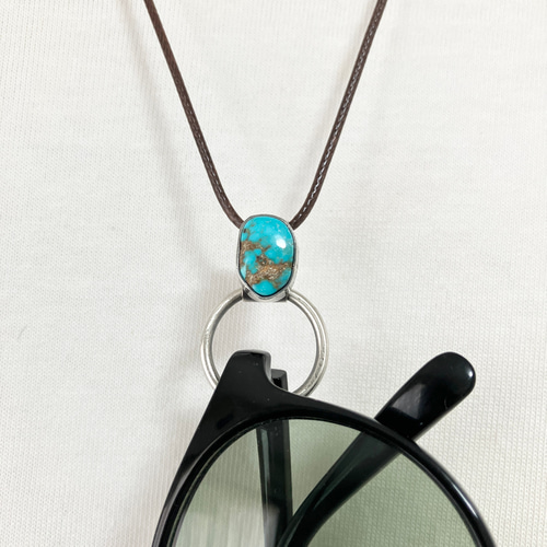 フォックス ターコイズ グラスホルダー シルバー ネックレス