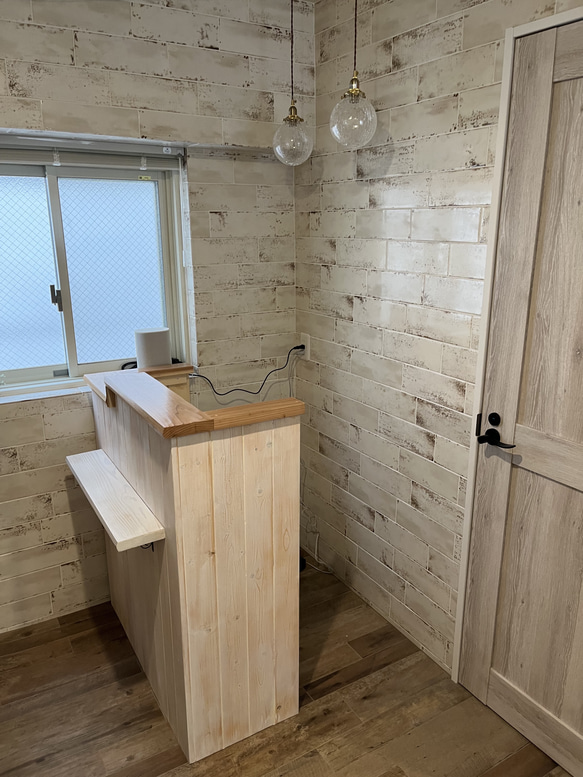 アンティーク風【段差】カウンター　レジ　アンティーク　荷物台付　幅90 6枚目の画像