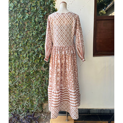 インド綿 ブロックプリントロングドレス　 3枚目の画像