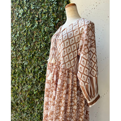 インド綿 ブロックプリントロングドレス　 4枚目の画像