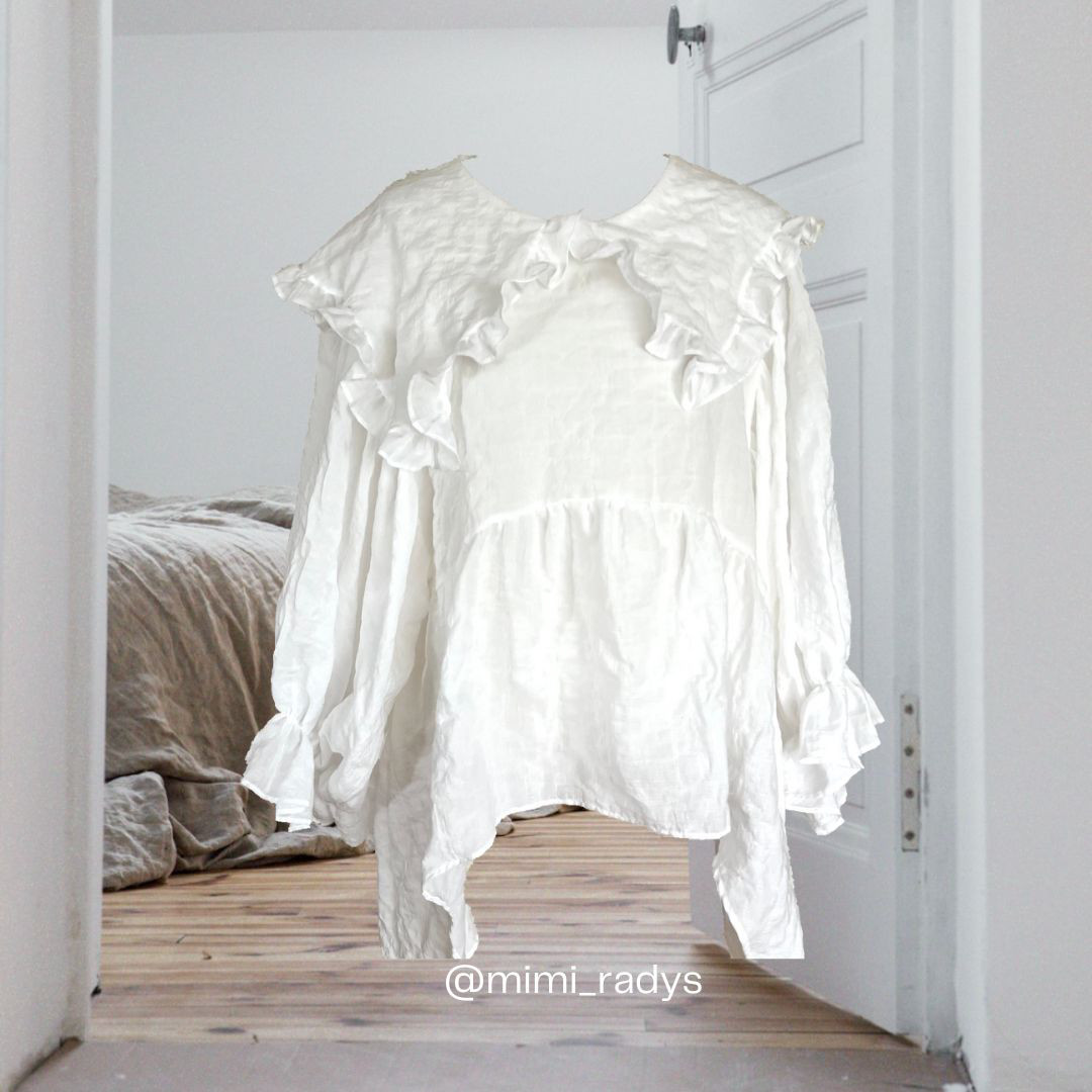 Furifuri シンプル / ゆったり大人フェミニン襟付きブラウス / ホワイト / 播州織