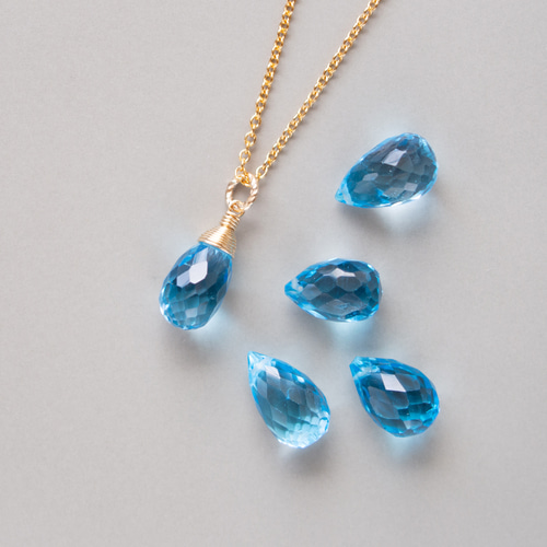 スイスブルートパーズのしずくネックレス（14KGF） ネックレス