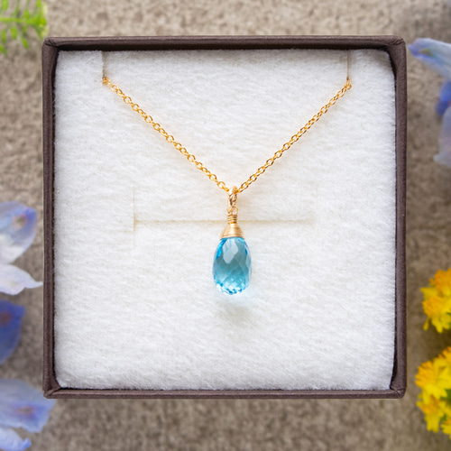 スイスブルートパーズのしずくネックレス（14KGF） ネックレス