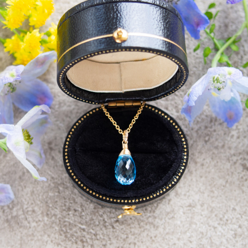 スイスブルートパーズのしずくネックレス（14KGF） ネックレス