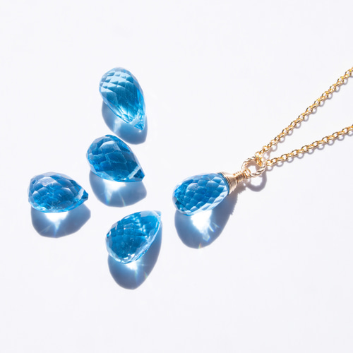 スイスブルートパーズのしずくネックレス（14KGF） ネックレス