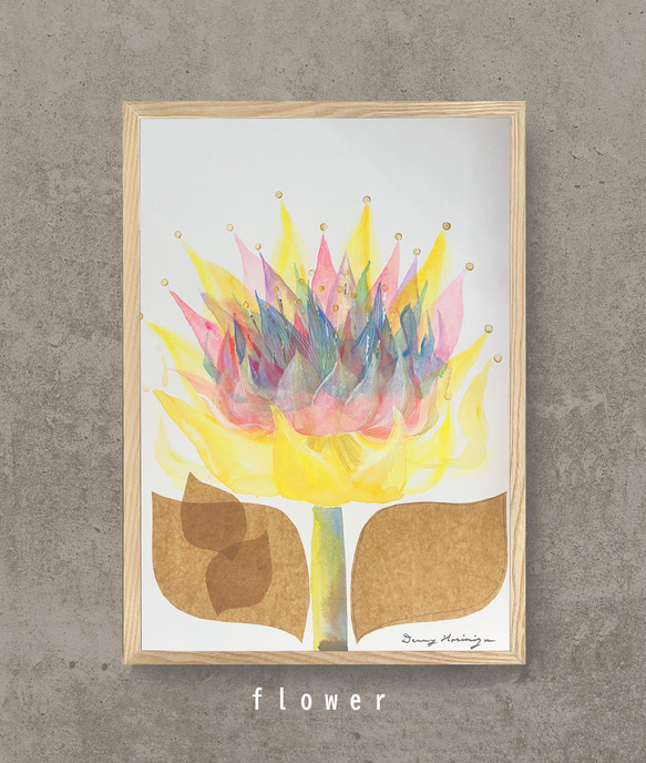 flower - colorful 【原画/A3／アクリル画】 ＃コラージュ