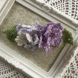 紫陽花のバレッタ★レース編み　髪留め　ヘアアクセサリー　フラワー　 1枚目の画像