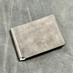 マネークリップ【グレー】薄型　イタリアンレザー　財布  スマート 7枚目の画像