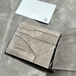 マネークリップ【グレー】薄型　イタリアンレザー　財布  スマート 2枚目の画像