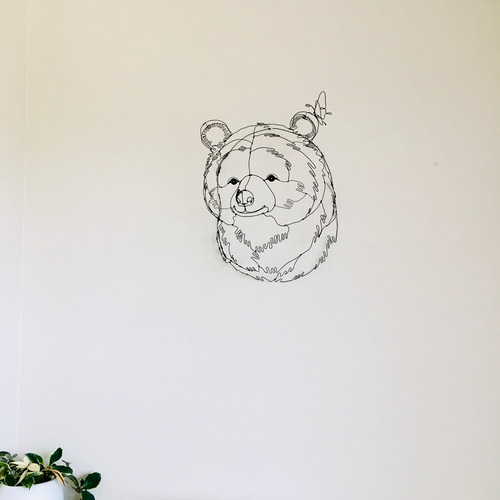 ワイヤーアート ワイヤークラフト くまと蝶 立体・オブジェ 玄米  