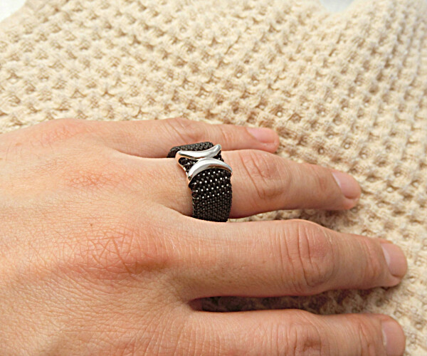 【復刻版】1960年代に流行したミラネーゼ・メッシュリング     ◎ゲルマ・チャーム付き