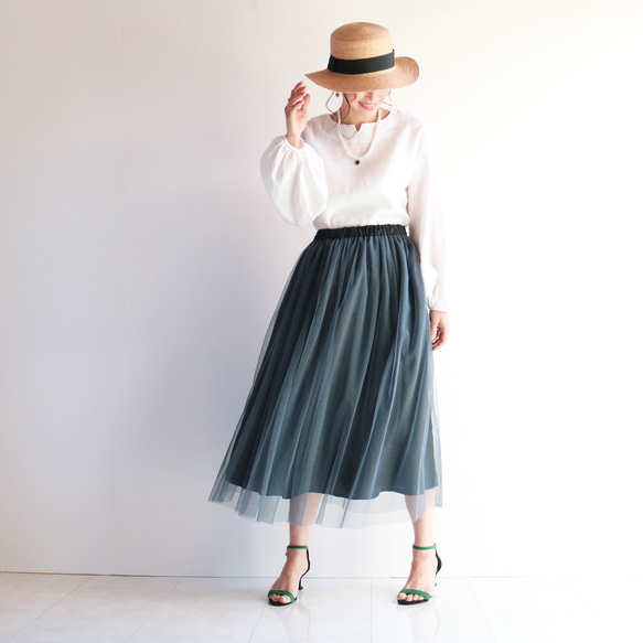 新款【灰色】修身薄紗裙，裙長可調節，不會讓你的造型顯得臃腫♥ 第2張的照片