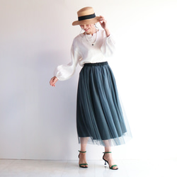 新款【灰色】修身薄紗裙，裙長可調節，不會讓你的造型顯得臃腫♥ 第6張的照片