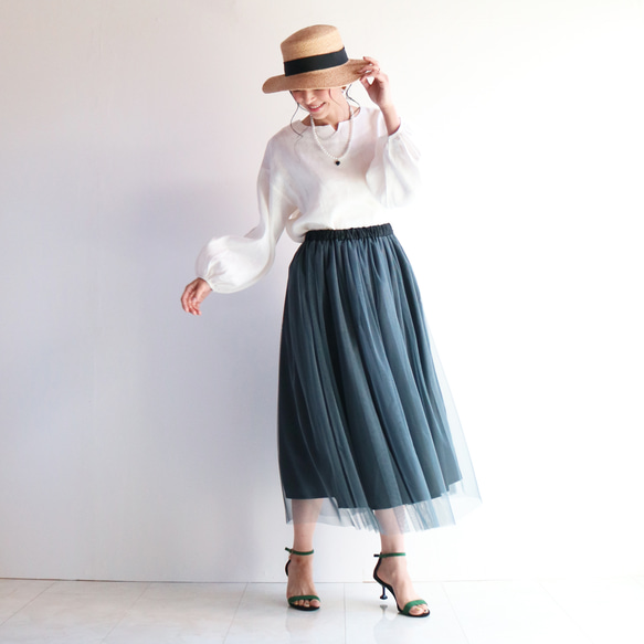 新款【灰色】修身薄紗裙，裙長可調節，不會讓你的造型顯得臃腫♥ 第6張的照片