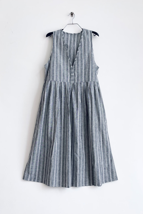ジャンパースカート * cotton linen stripe * 4枚目の画像