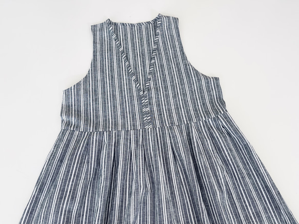 ジャンパースカート * cotton linen stripe * 5枚目の画像