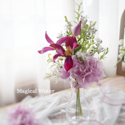 『マジカルウォーター』紫陽花とクレマチス 母の日フラワー ❁ 誕生日 紫 フェイク アートフラワー Creema限定 11枚目の画像