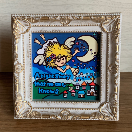 2個セット商品☆フレーム付き☆貼り絵☆イラスト☆ある夜の物語